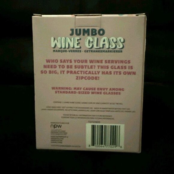 Jumbo Pink Wine Glass "Sip Sip Hooray" Holds Full Bottle Fun Novelty Gift Boxed - Picture 2 of 4